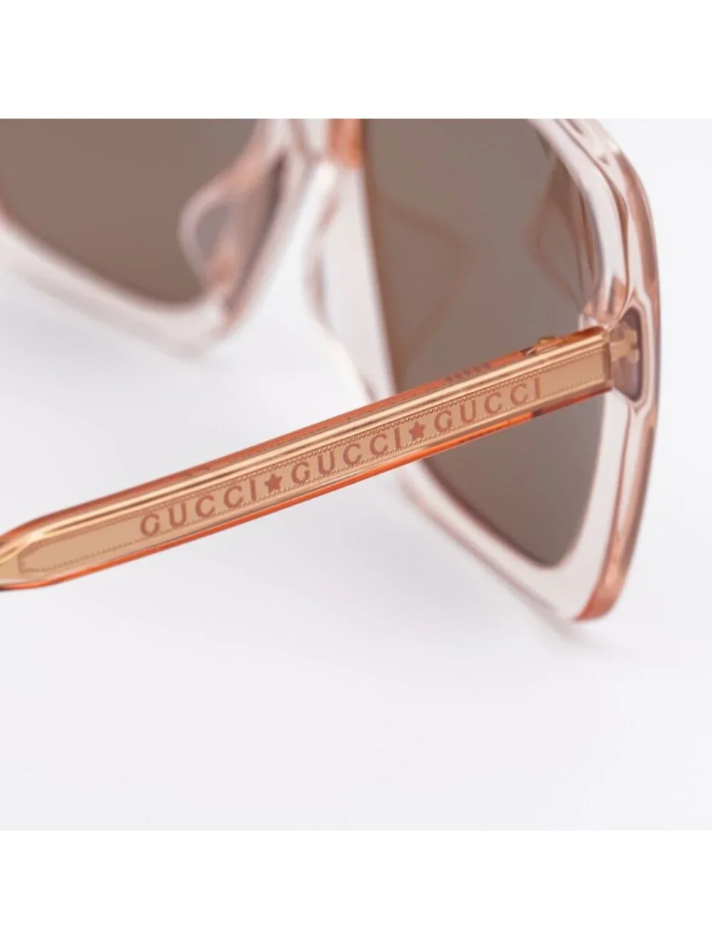 Gucci GG0567SA 004 Sunglasses Pink Square Frame, Brown Lenses